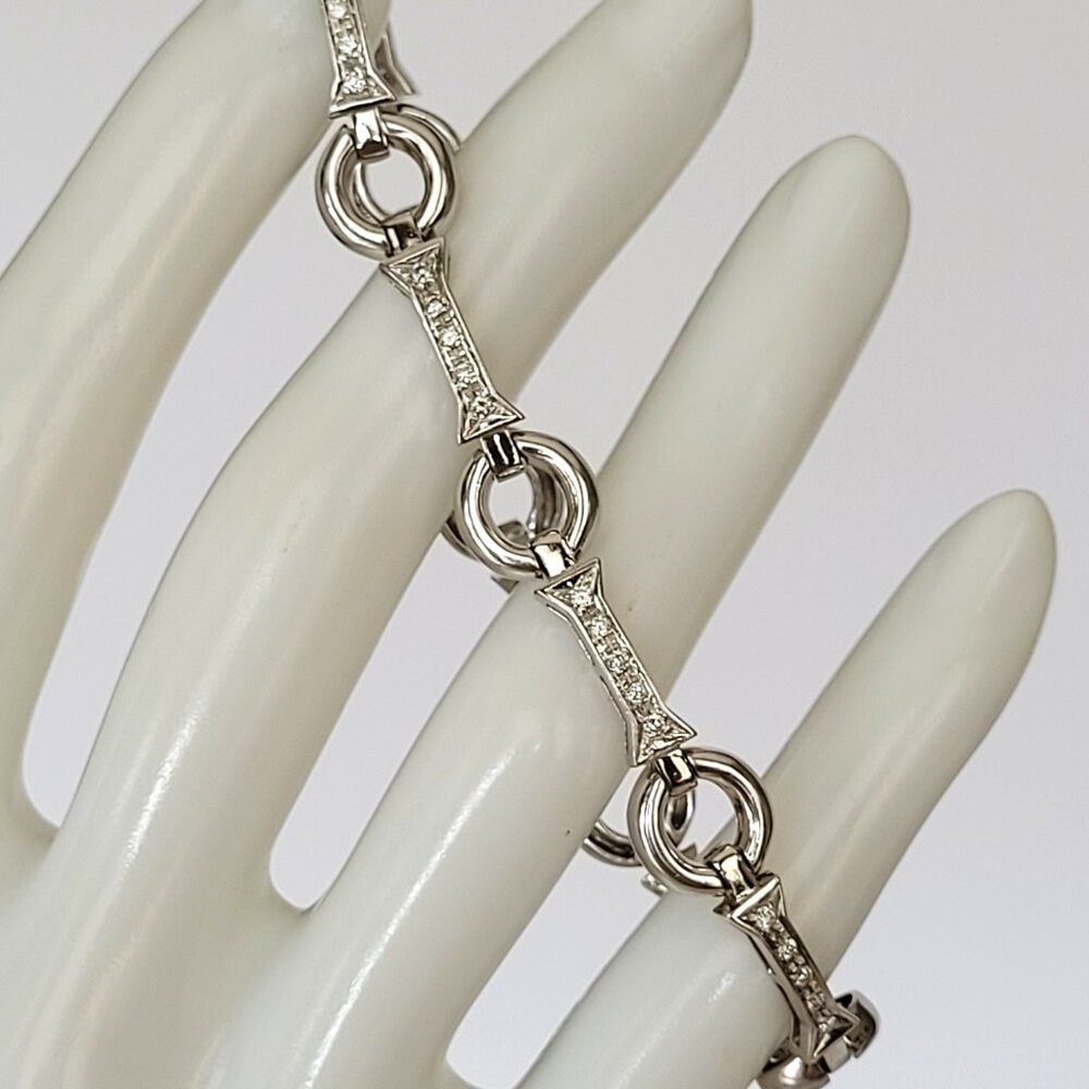 Aaron Basha 18K White Gold Diamond Bar Link Bracelet